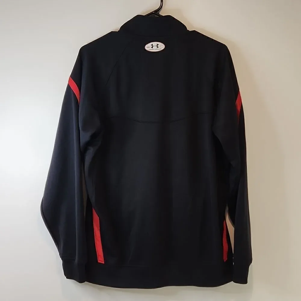 Under Armour Full Zip Track Jacket Men's Sz Medium Loose Black/Red EUC NICE!